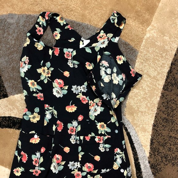 Women’s Black Vintage Floral Print Dress, Size 5/6 - Picture 5 of 7